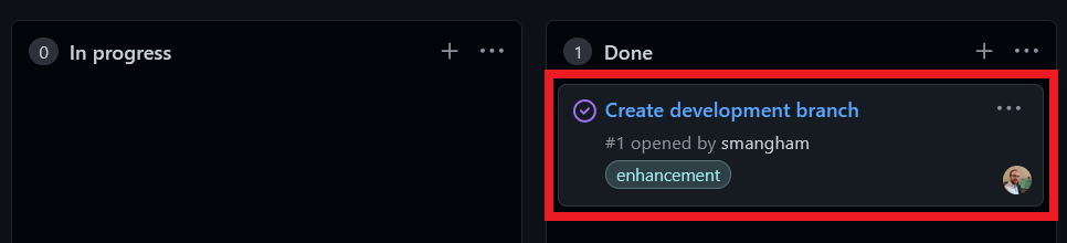 Moving an issue to 'Done' on a project board