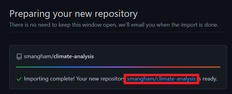 Repository successfully imported